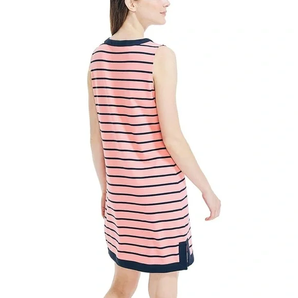 Nautica Women's Breton Sleeveless V-Neck Stretch Cotton Polo Dress, Size Medium - Picture 3 of 16